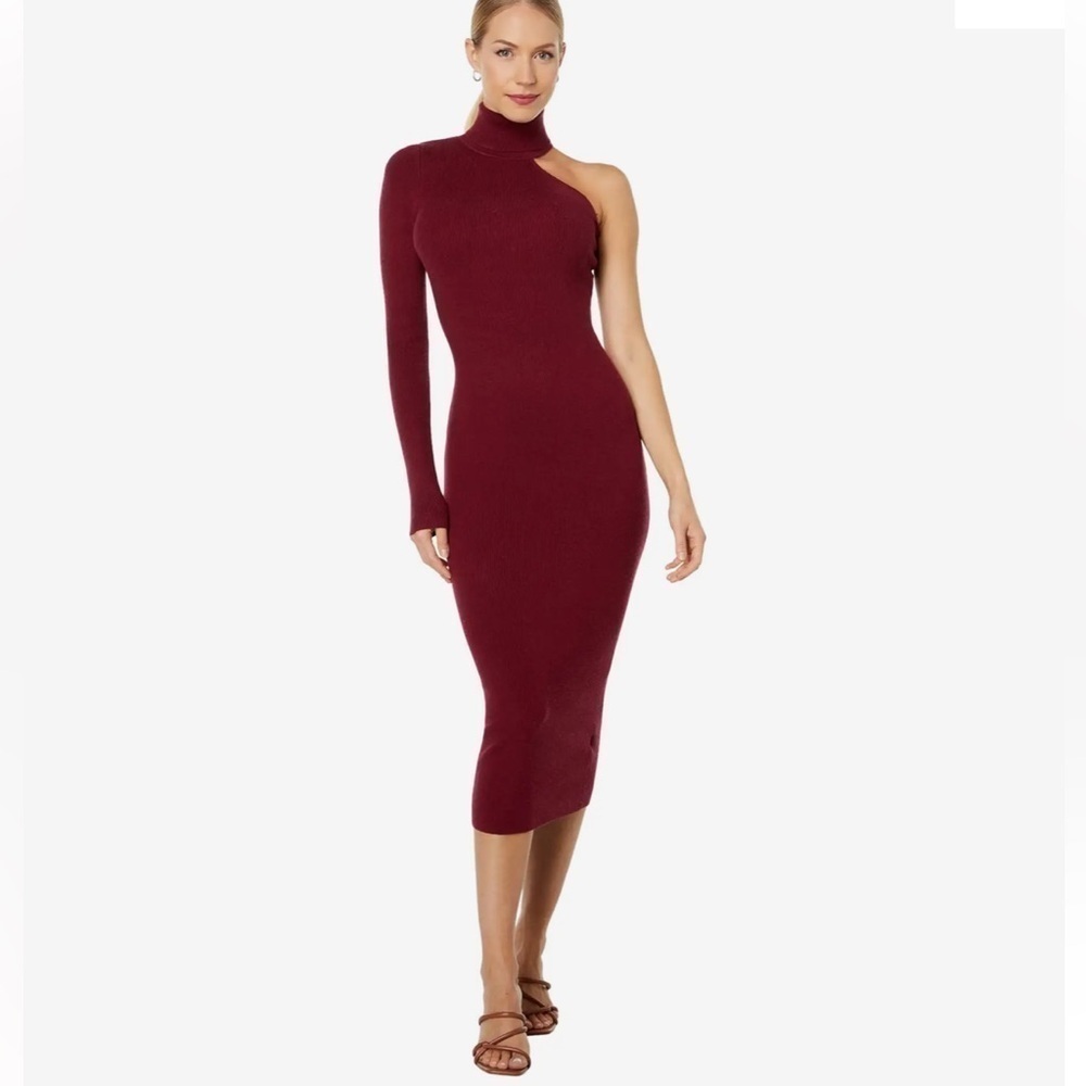Bardot One-Sleeve Knit Midi-Dress